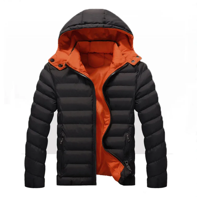 Новая зимняя мужская утолщенная Съемная Кепка с капюшоном, Мужская однотонная Толстая теплая повседневная мужская куртка, ветрозащитная Зимняя парка - Цвет: black