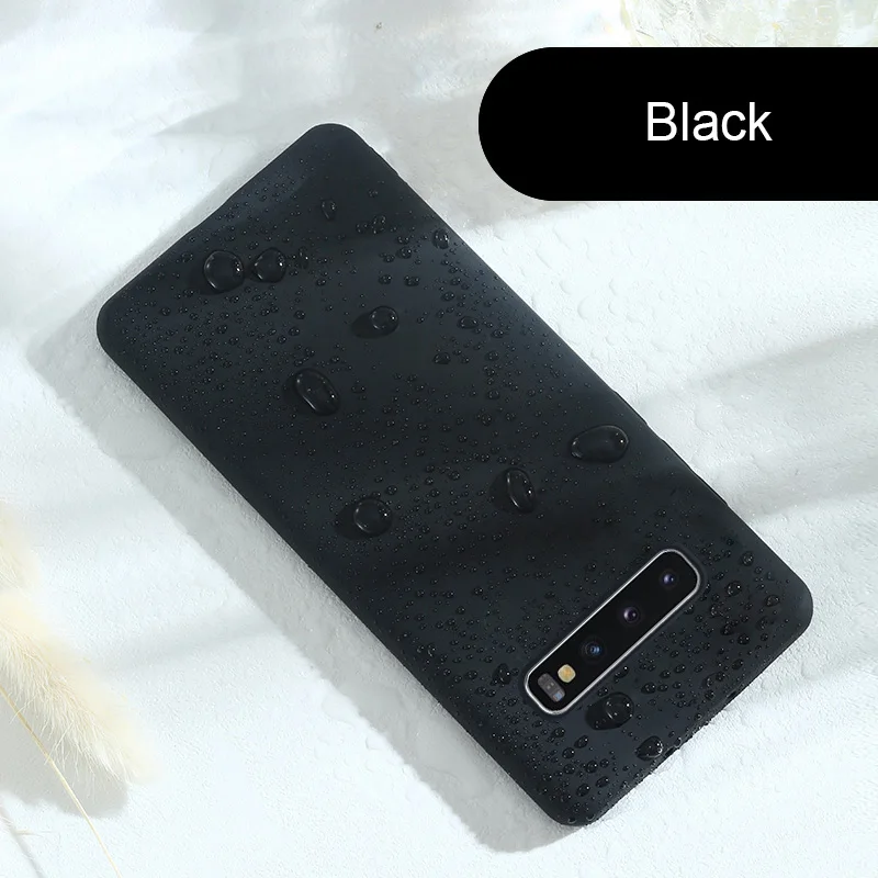 Black Жидкий силиконовый чехол для samsung Galaxy S10 5G S10E S9 S8 Plus S7 Edge, мягкий противоударный чехол для samsung Note 10 Pro 9 8 - Цвет: Black