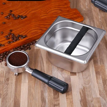 

10cm Stainless Steel Espresso Knock Box Container For Coffee Machine Espresso Anti-slip Durable ABS Plastic