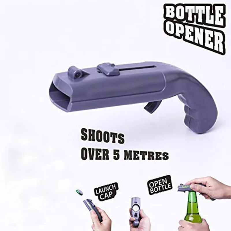 Серый Открывалка для бутылок пива крышка пусковая установка тип съемки открывалки для напитков инструмент HFing - Цвет: Серый
