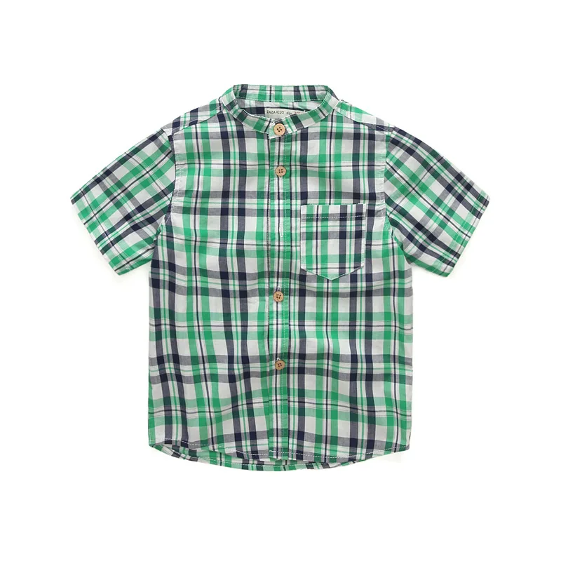 

Spring And Summer CHILDREN'S Garment BOY'S Cotton Short Sleeve Plaid Shirt Baby Summer Half Sleeve Shirt Korean-style Tops