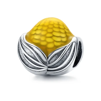

925 Sterling Silver Cartoon Vegetable Corn Metal Beads Charm fit for Original Silver Bracelet Fashion Jewelry SCC1411