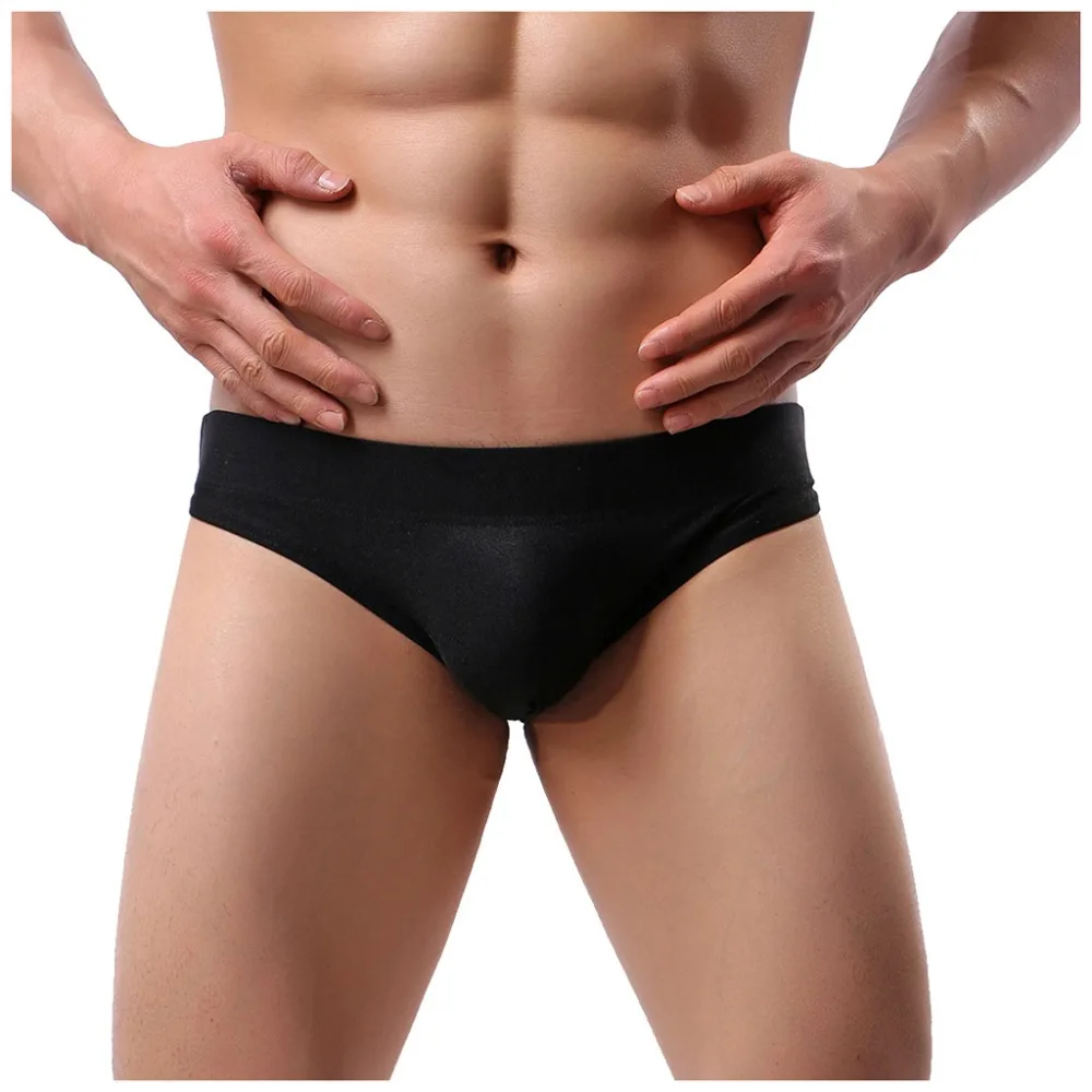 Men's Briefs Swim Trunks Underpants Low-Waisted Pure Color Swimming Briefs Underwear Sexy Knickers Male Panties Slip Homme #3D23 (6)