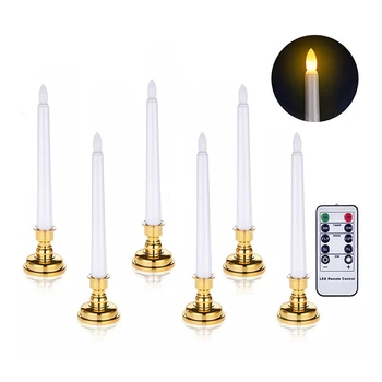 

6 Pack Window Candles with Remote Timers Flickering Flameless Led Electric Candle Lights with Removable Candle Holders