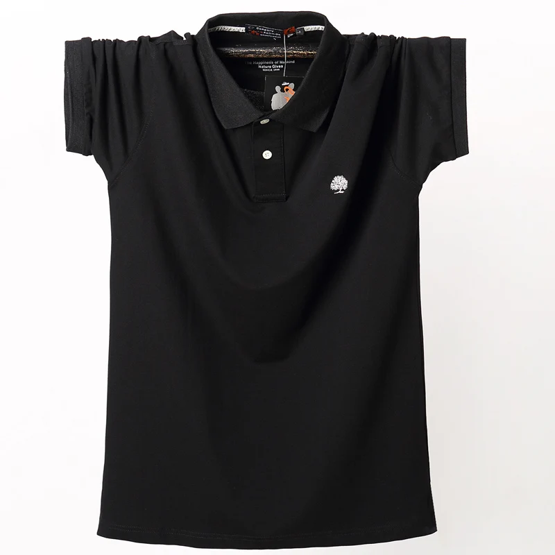 Мужская рубашка поло,, Мужская s Camisa Masculina, мужские хлопковые топы, футболки из Джерси, для больших и высоких мужчин, больше размера d, мужская рубашка, большой размер, летняя, 5XL - Цвет: Черный