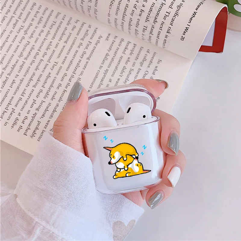 Жесткий прозрачный чехол для наушников Apple airpods 1 чехол Роскошные домашние животные собака корги прозрачный Air Pods чехол для Airpods 2 защитный чехол