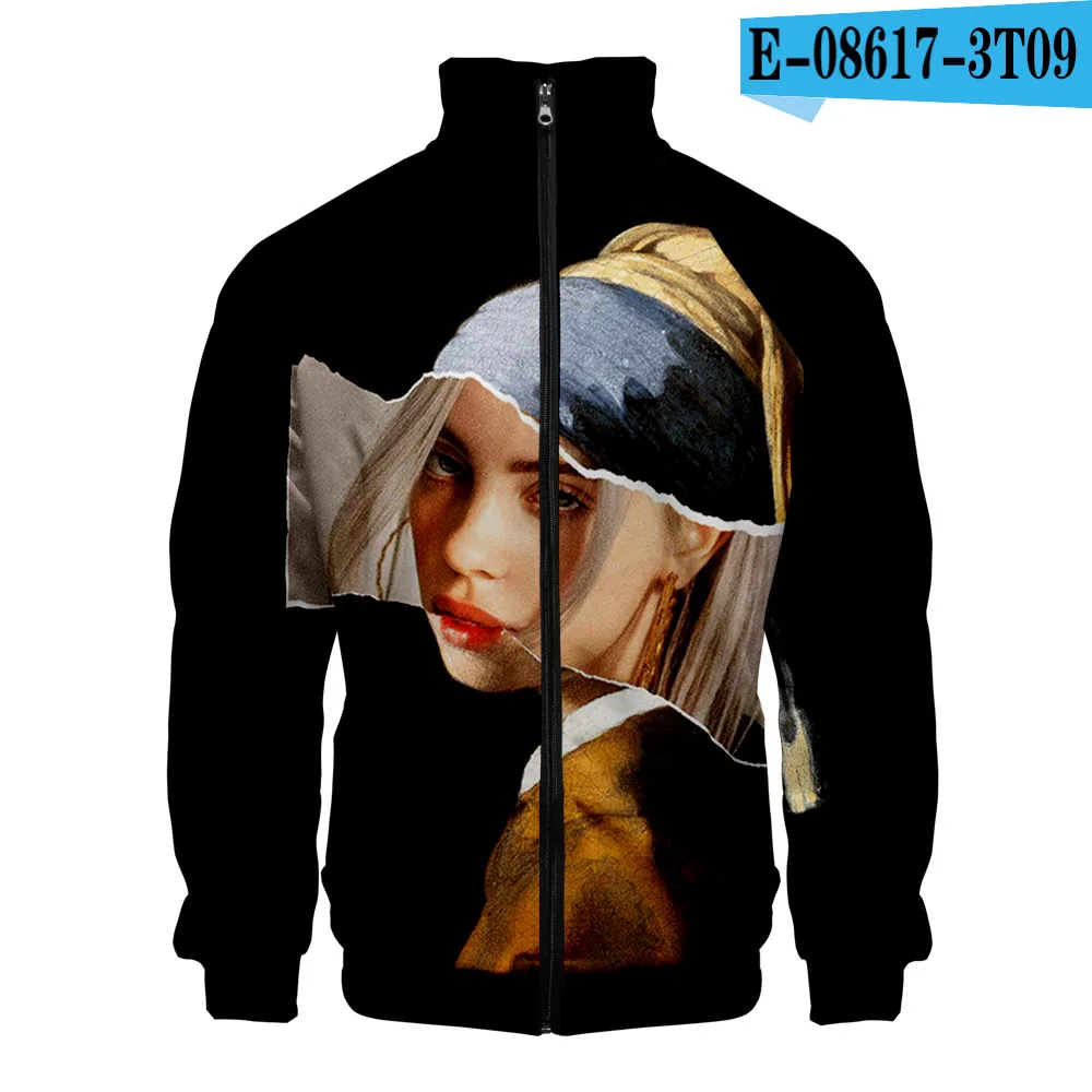 Billie Eilish 3D куртка Мужская/Женская со стоячим воротником на молнии реглан 3D хип-хоп Новое поступление унисекс хипстерская зимняя куртка и пальто - Цвет: 3d