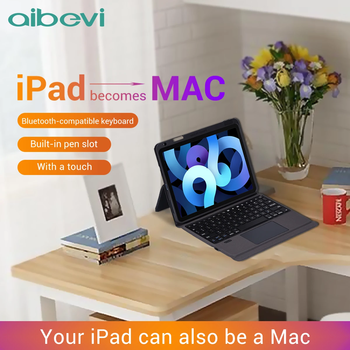 Bluetooth-совместимая клавиатура Aibevi для iPad 10 2 5 10.9 чехол с держателем стилуса Apple 11 12 9