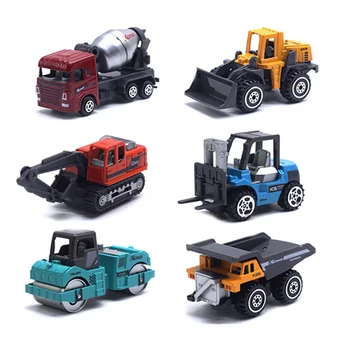 

6Pcs Mini Construction Vehicles Car Model Toy Alloy Excavator Truck Machinery Diecast Car Construction Vehicle Set for Children