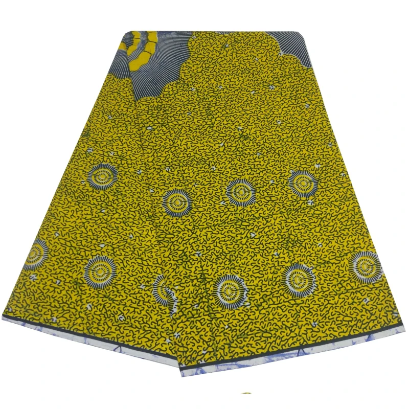 

African Wax fabric 100% Cotton Ghana Wax Fabric High Quality Angola Wax printing 6Yards/Piece For Clothes