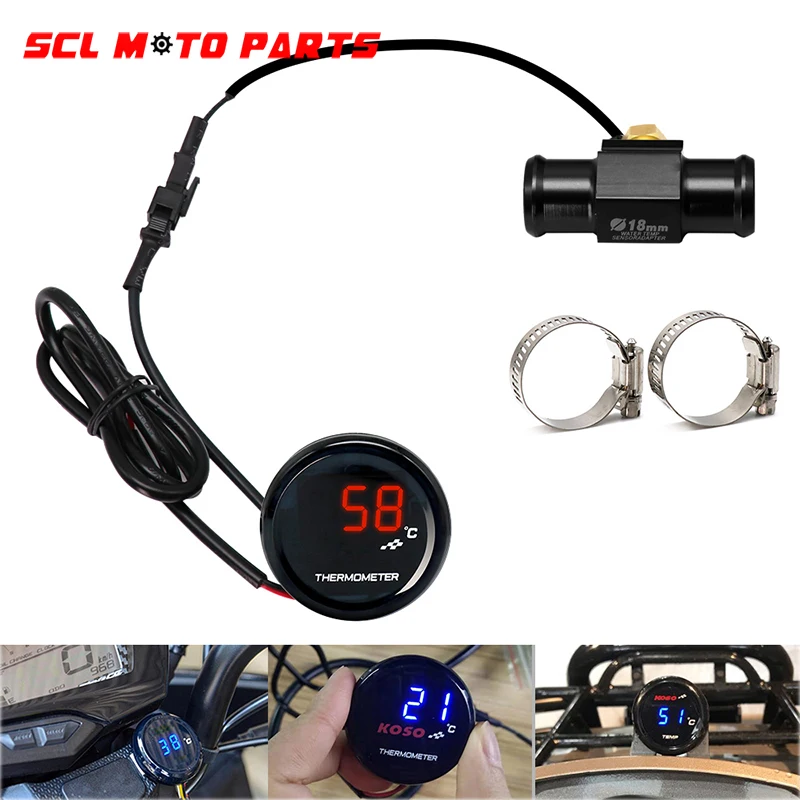 ALconstar-Racing Motorcycle Water Temperature Mini Meter KOSO With 18mm Sensor Temp Adapter For Honda Yamaha Suzuki | Автомобили и