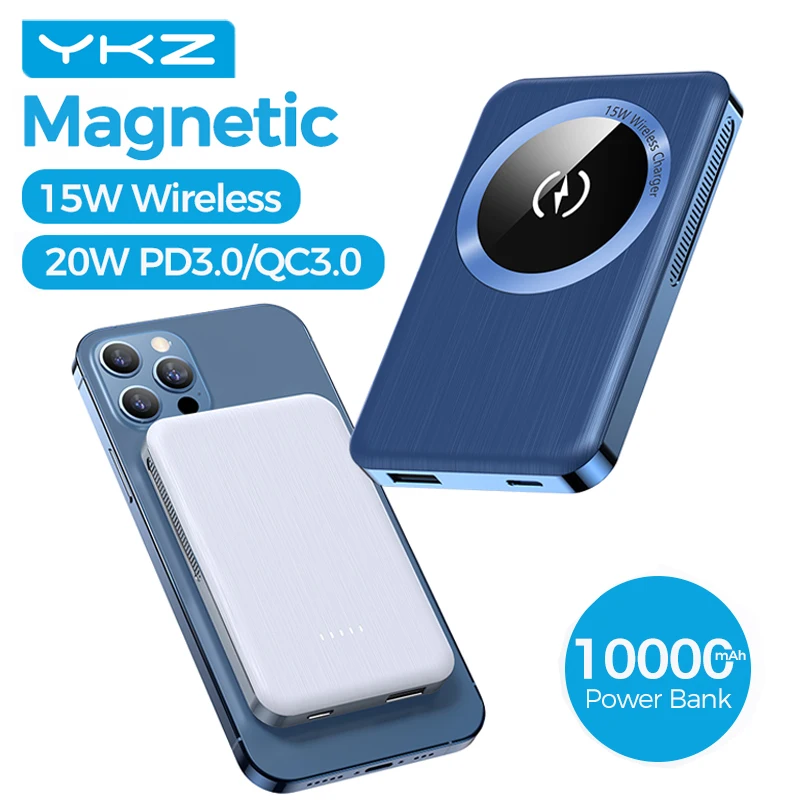 YKZ MagSafe Power Bank For iPhone 12 Pro 15W QIWireless Charger Power 10000mAh Magnetic External Battery Portable Mini Powerbank