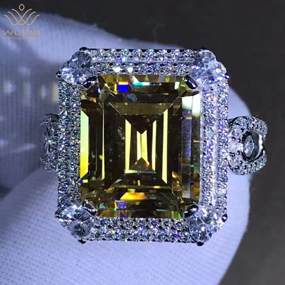 

WUIHA New 925 Sterling Silver 3EX Emerald Cut 5 CT VVS Yellow Created Moissanite Wedding Engagement Customized Ring Fine Jewelry