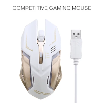 

Pohiks 1pc USB Silent Wired Gaming Mouse 4 Buttons 1600DPI Breathing LED Light Mice For Windows 7/8/2000/XP/Vista/10
