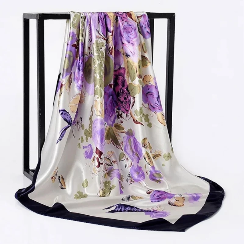 Шелковые шарфы Foulard 90*90 см квадратная голова хиджаб шарф Женский шифон шаль Бандана обертывание глушитель парео