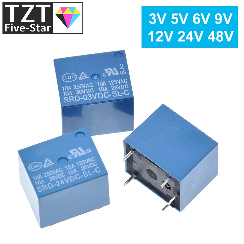 Реле Φ 3V 5V 6V 9V 12V 24V 48V 10A 250VAC 5PIN | Электронные компоненты и принадлежности