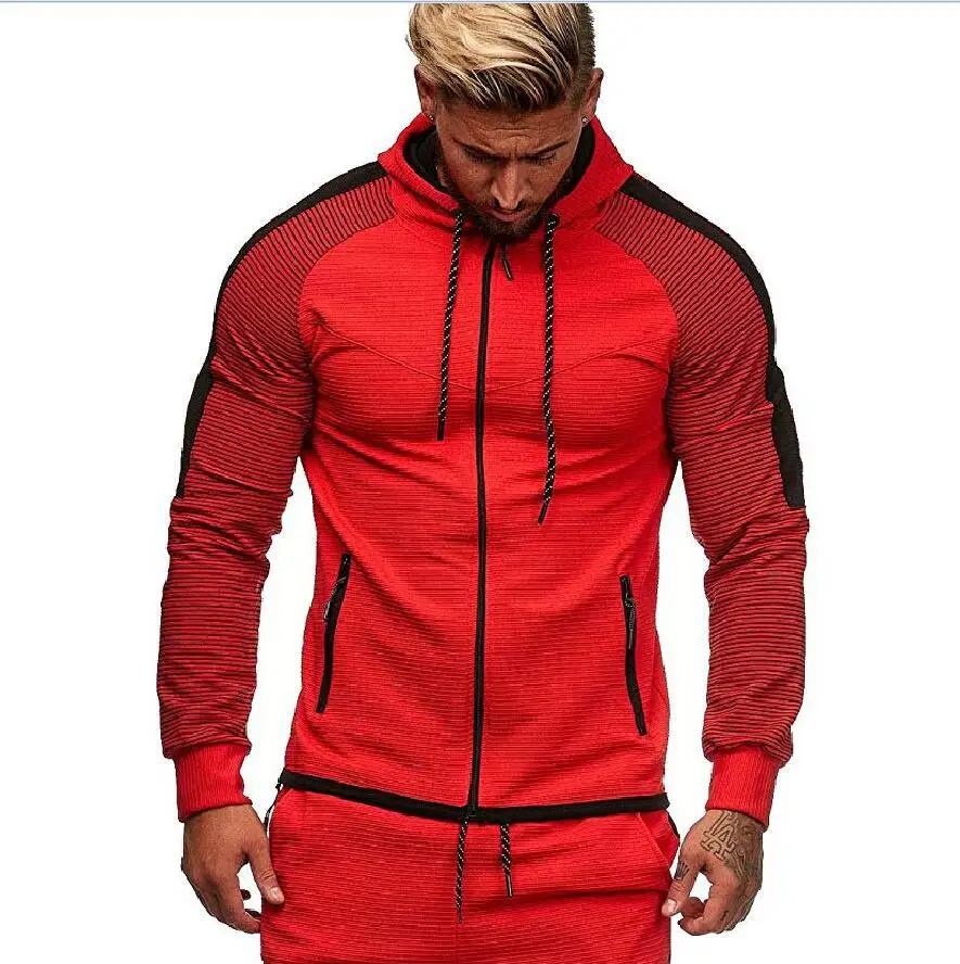 Red SHUJIN, Брендовые мужские спортивные костюмы, повседневные спортивные костюмы для фитнеса, мужские спортивные костюмы, топы и штаны, комплект для мужчин, спортивные костюмы - Цвет: Red