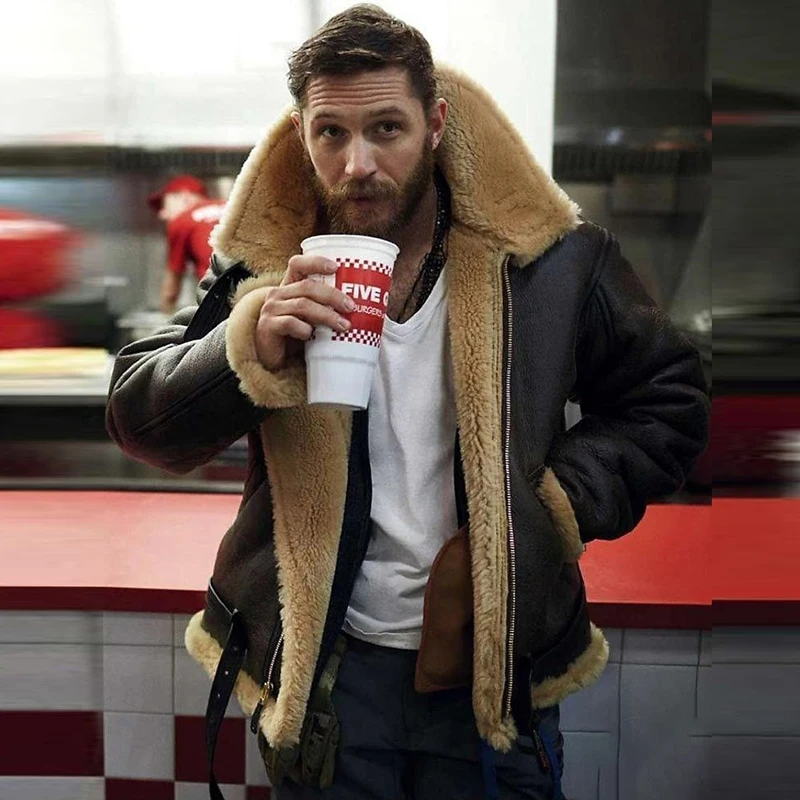 Men's Winter Solid Warm Piece Of Fur Long Sleeve Jackets Men Fashion Streetwear Retro Plus Velvet Turn-down Collar Zip-up Coats | Мужская