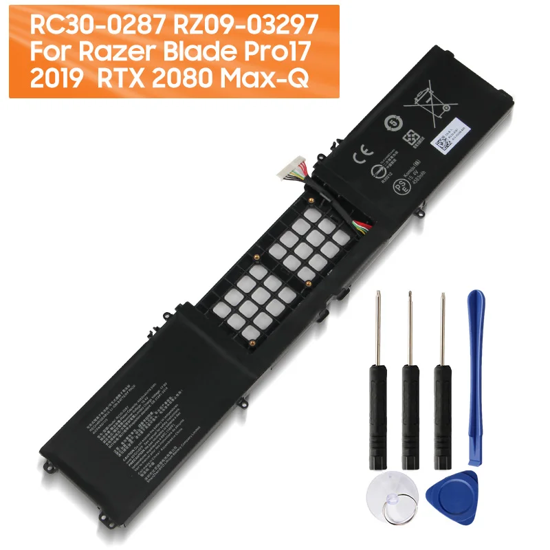

Replacement Laptop Battery RC30-0287 For Razer Blade Pro17 2019 RZ09-03297 RTX 2080 Max-Q Genuine Rechargeable Battery 4583mAh