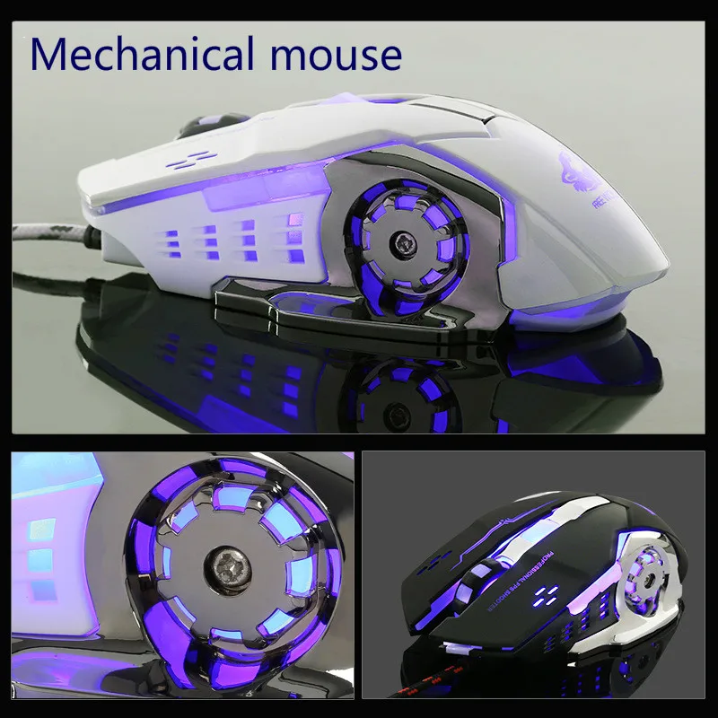 4000 dpi механический профессиональный игровой провод мыши Mute Lighting mouse 6 клавиш для ПК ноутбука игровая мышь E-sport Macro Definition mouse