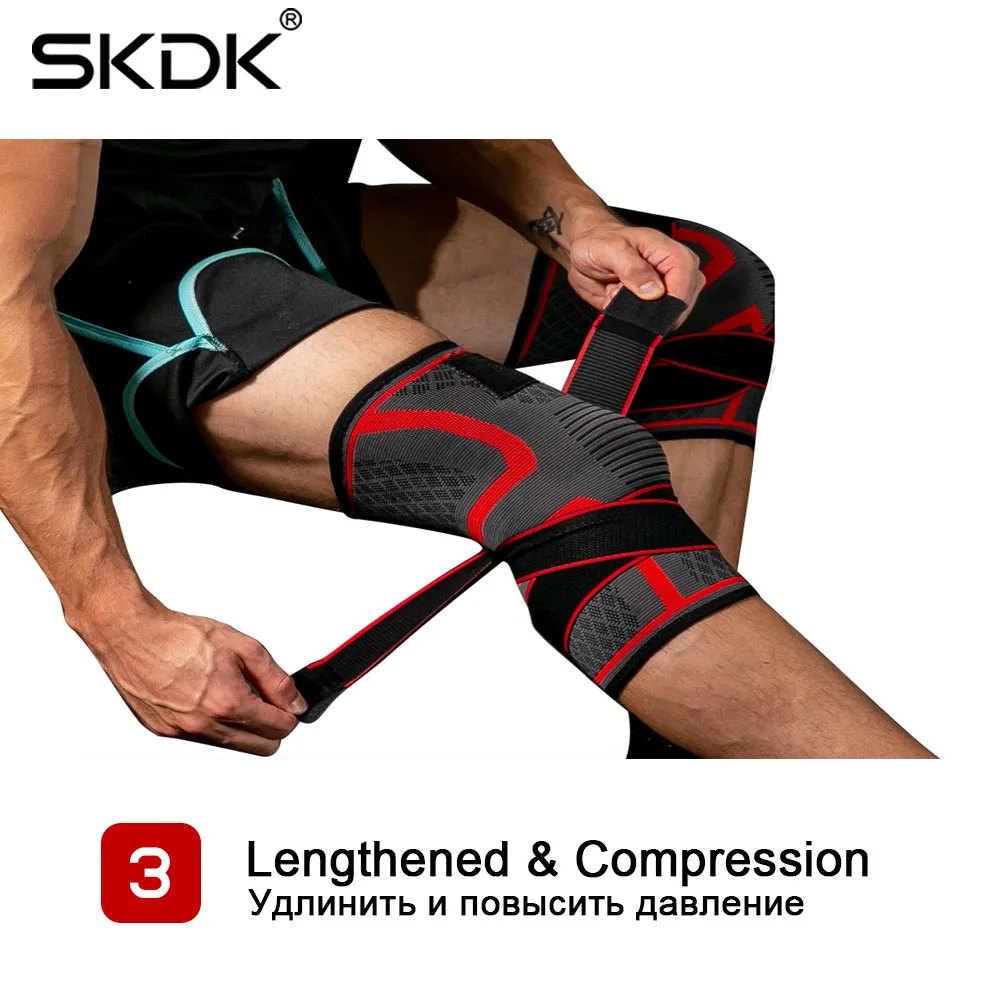 1PC Pressurized Sports Knee Brace Support Elastic Breathable Basketball Knee Pad Fitness Gear Volleyball Running Protector