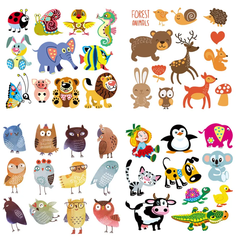 

Baby Clothes Patch Cartoon Animal Set Transfer Iron-On New Washable Diy Garment Accessory Heat Transfer For Boys Girls Clothing