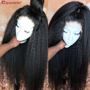

13x6 Fake Scalp Wig Kinky Straight Lace Front Human Hair Wigs For Women Brazilian Remy Silk Base Human Hair Wigs For Women