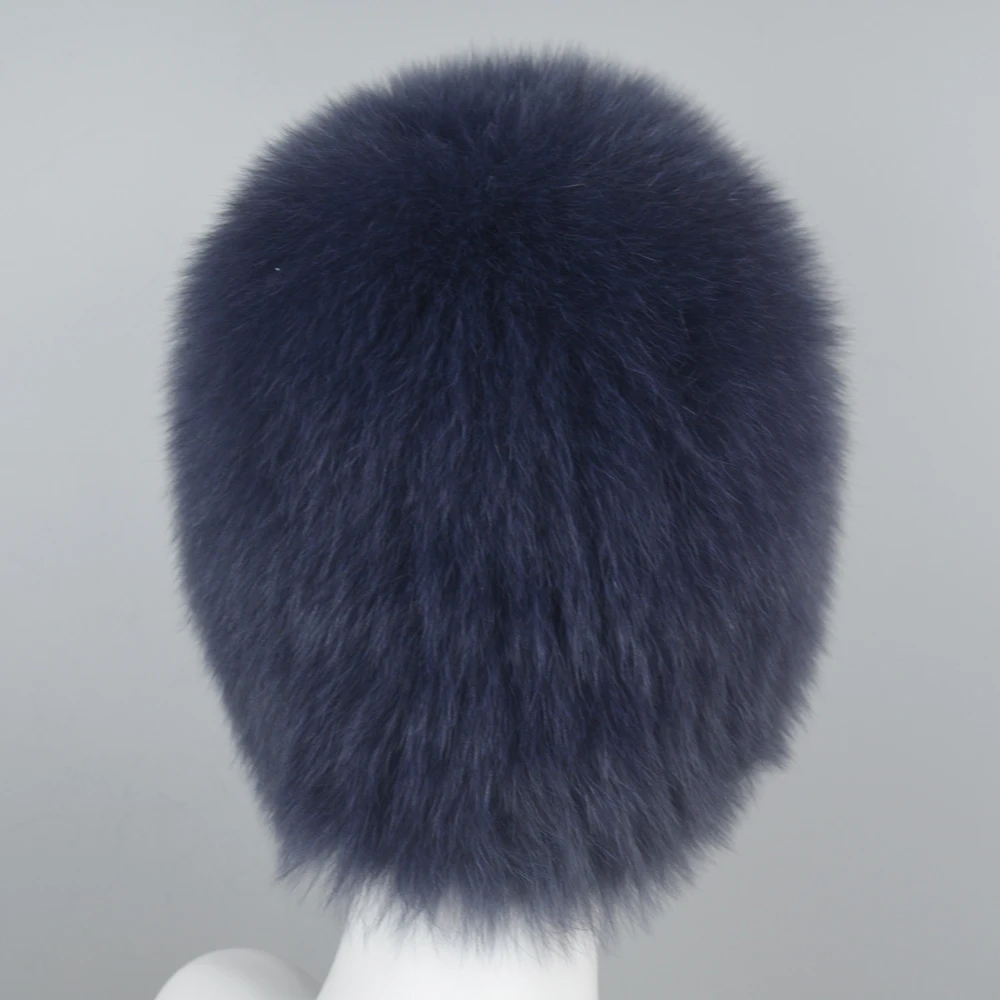 2025 New Luxury 100% Natural Real Fox Fur Hat Women Winter Knitted Real Fox Fur Bomber Cap Girls Warm Soft Fox Fur Beanies Hats 4
