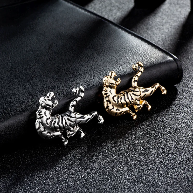 Новинка, британский стиль, металлическая брошь в виде тигра и животного ...