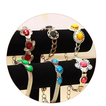 

2 Tiers Black Velvet Hovering T-Bar Bracelet Necklace Jewelry Display Stand