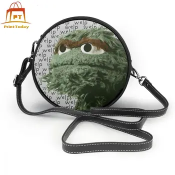 

Sesame Street Elmo Shoulder Bag Oscar Welp Typography Leather Bag Teen High quality Women Bags Trendy Woman Pattern Round Purse