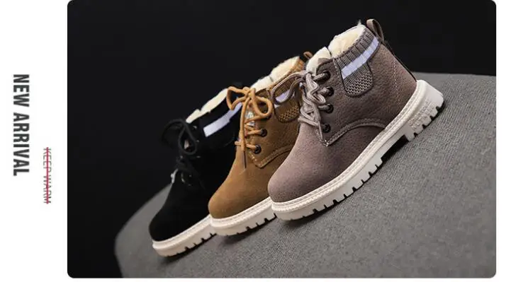 Kids Martin Boots Winter Fashion Children Leather Cotton Boots For Girls Boys Shoes Casual Soft Children Baby Toddler Shoes