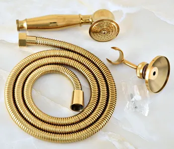 

Gold Color Brass Bathroom Telephone Shape Hand Spray Bracket Holder Handheld Shower head 1.5m Hand Held Shower Head Hose mhh044