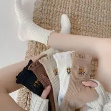 Ladies Socks Embroidered Small Flower Socks Double Socks Needle Solids Summer Color Lace Fashion A0D2