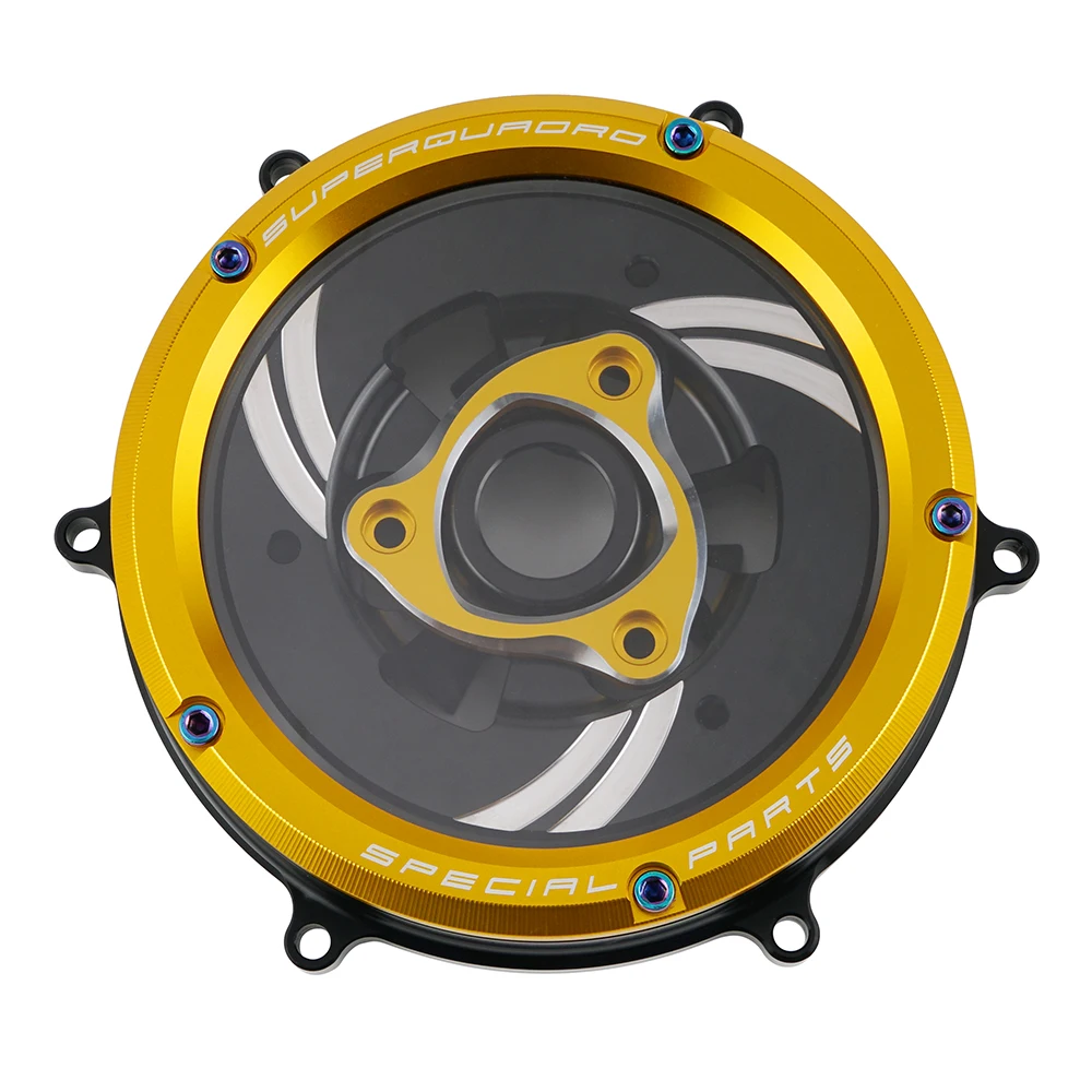 Золотой CNC Racing Прозрачная крышка сцепления пружинный фиксатор нажимной пластины заготовка сплав для Ducati Panigale 959 1199 12992012 - Цвет: Золотой