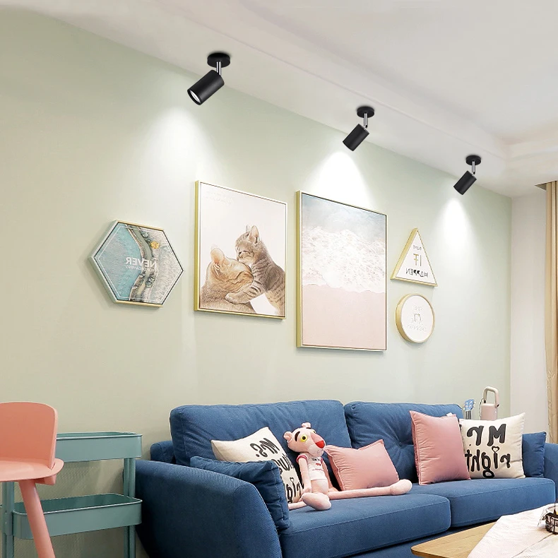 Dimmable 3 Вт/5 Вт/7 Вт Светодиодный светильник для потолка COB Крытая картина прожектор Вращающаяся лампа гостиная черный/белый корпус