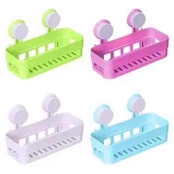 

Plastic Shower Kitchen Bathroom Shelf Wall Rack with 2 Suckers Holders