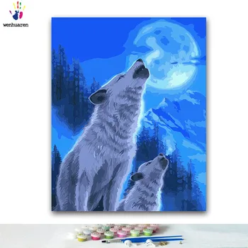

DIY Coloring paint by numbers Dog shouting at the sky paintings by numbers with kits 40x50 framed