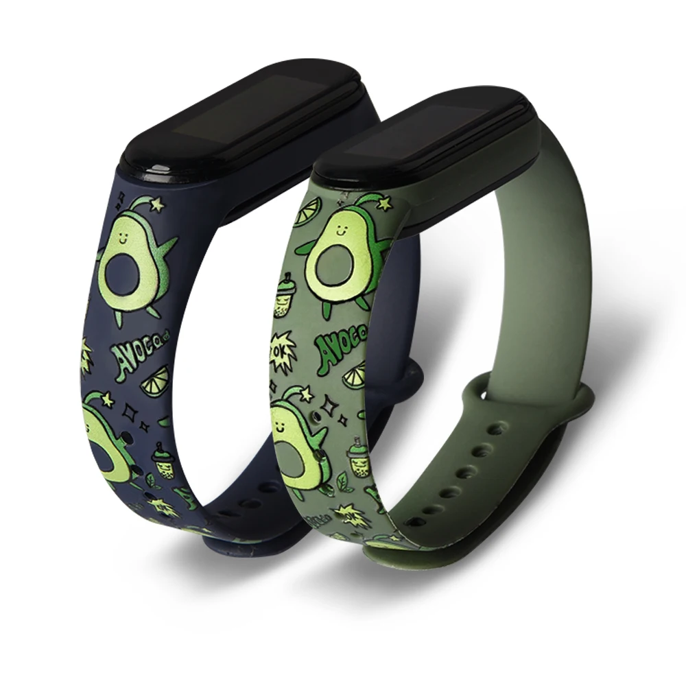 Ремешок для гитары авокадо Xiaomi Mi Band 7 6 5 4 Силиконовый Браслет замена mi band6 ремешок