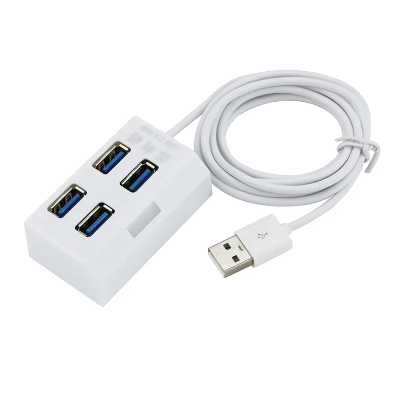 4 порта USB2.0 концентратор мульти высокоскоростной USB концентратор переходник разветвитель для компьютера ноутбука U диск кард-ридер мышь и клавиатура сканер с 1.2m kabel - Цвет: Белый
