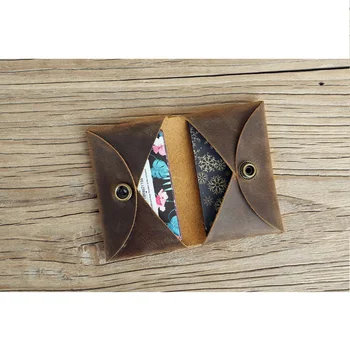 

Personalized distressed leather credit card holder case / men front pocket leather card wallet / leather business card case bag