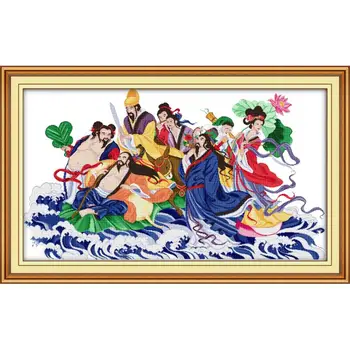 

Joy Sunday The Eight Immortals Crossing The Sea Cherish Home Decor Counted Printed Canvas Cross Stitch Kit 11&14CTNeedlework Set