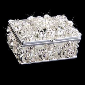 

Fashion Crystal Rhinestone Hollow Enamel Necklace Jewelry Trinket Box Cases