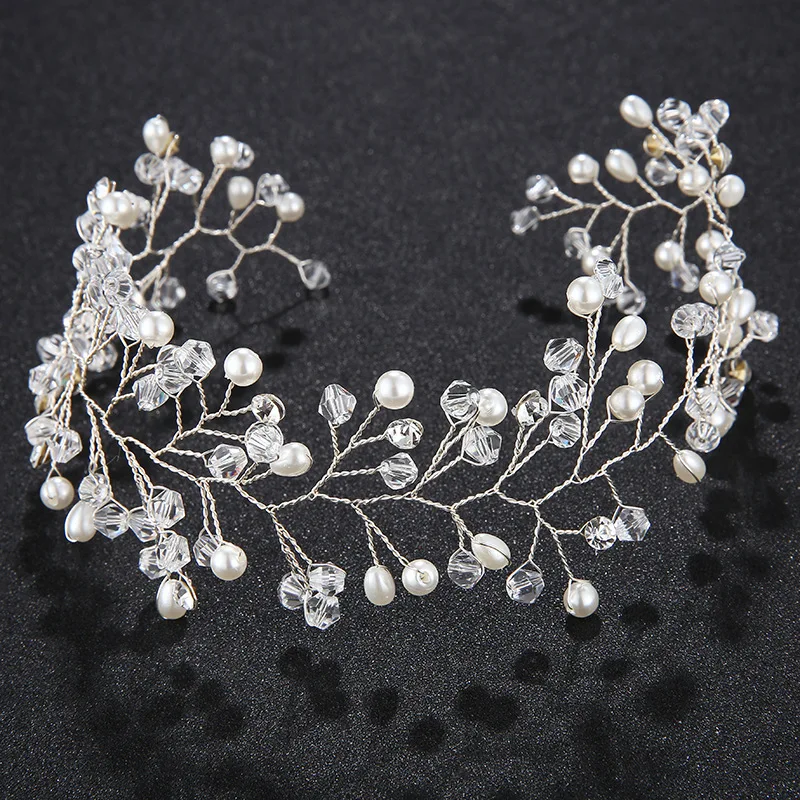 

2017 Spring New Arrival Europe And America Fashion Pearl Bride Headband Handmade Alloy Man-made Diamond Hair Accessories