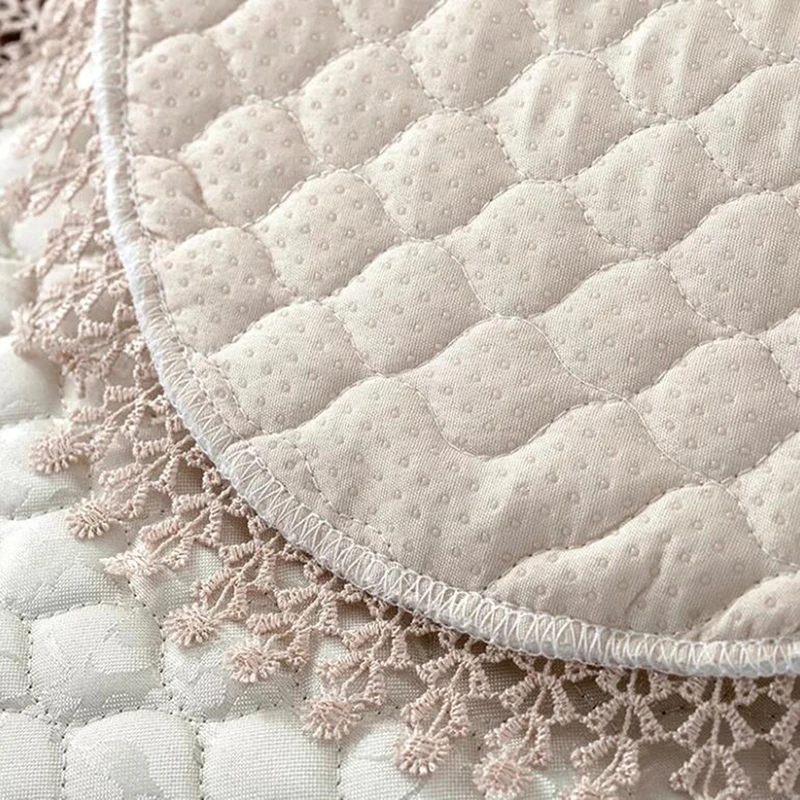 Beige Polyester Round Embroidery table place mat pad Cloth dish placemat cup mug dinner tea coaster glass doily kitchen