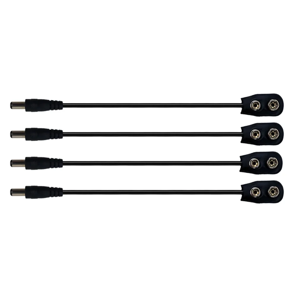 

4 PCS 9V Battery Clip Converter Power Cables Snap Connector DC 2.1 5.5mm Plug For Guitar Effect Pedal Power Supply Cable