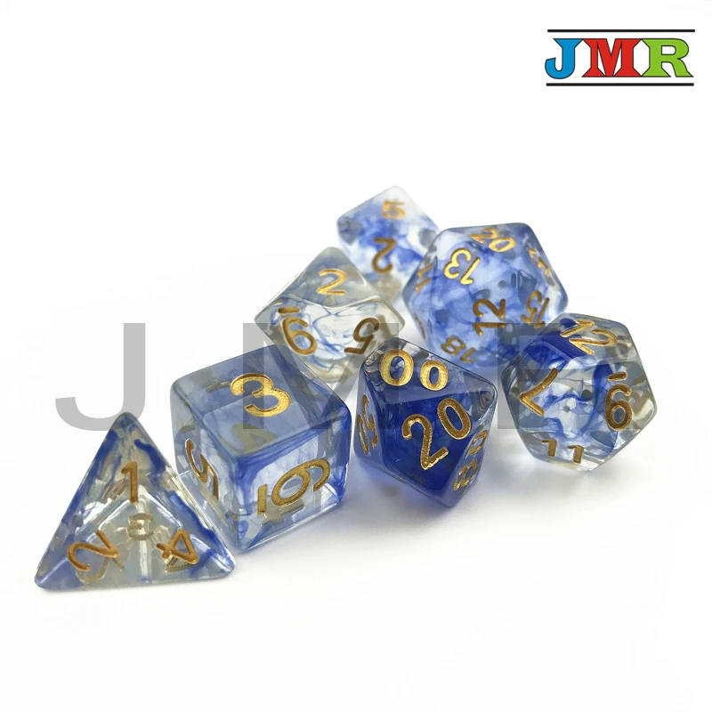 Новый набор голубых игральных костей D4 D6 D8 D10 % D20 для настольной игры DND|Настольные