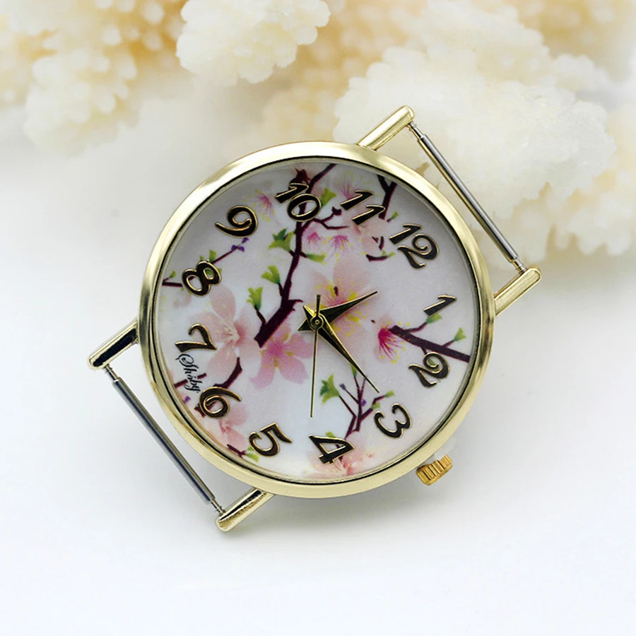 Shsby Diy Personality Watch Header New Style Gold Flower Head With Cloth Strap  Watch Accessories 83~95