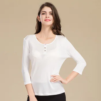 

Ladies new low-neck solid color long-sleeved thin chiffon T-shirt gray