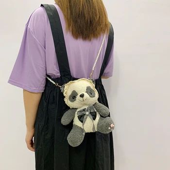 

Candice guo plush toy stuffed doll cartoon animal lolita style panda crossbody Satchel coin bag purse wallet birthday gift 1pc